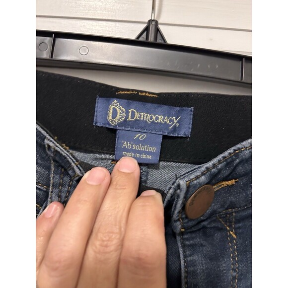 Democracy Ab Technology Skinny Jeans Womens Size 10 Mid Rise Dark Light Distress - Picture 2 of 6